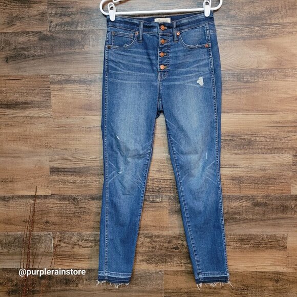 Madewell Jeans 28 Button Fly Skinny 10" High Rise Rosecliff Wash H6319 Stretch - Picture 1 of 13